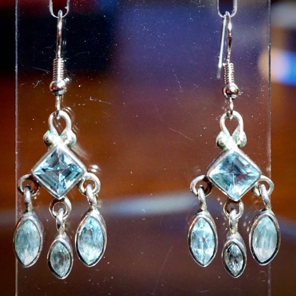 Blue Topaz and Sterling Silver Earrings - Picture 3 of 4